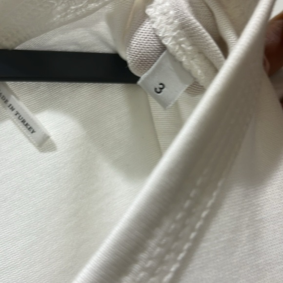 Sandro Asymmetric Ruffle Hem Short Sleeve T-Shirt White Sz 3 (M) - Picture 3 of 7